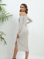 Wholesale Off Shoulder Slit Sexy Dress