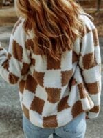 Wholesale Plaid Button Plush Jacket