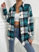 Wholesale Plaid Colorblock Casual Shirt