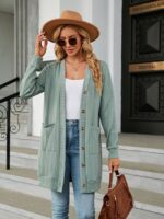 Wholesale Pocket Button Loose Long Sleeve Cardigan