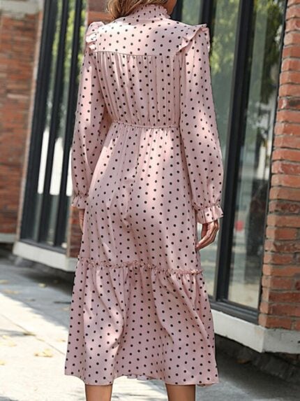 Wholesale Polka Dot Ruffle Sleeve Elegant Dress