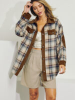 Wholesale Retro Contrast Plaid Lapel Jacket