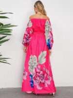 Wholesale Retro Floral Off-The-Shoulder Skirt Two-Piece