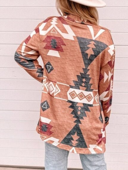 Wholesale Retro Geometric Print Cardigan