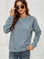 Wholesale Round Neck Corduroy Long Sleeve Top