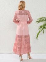 Wholesale Round Neck Lace Panel Maxi Dress