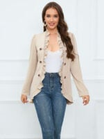 Wholesale Ruffle Panel Button Jacket