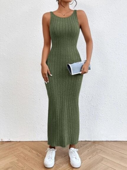 Wholesale Sexy Backless Sleeveless Knitted Dress