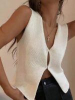 Wholesale Sexy V Neck Casual Knit Vest