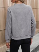 Wholesale Solid Color Button Long Sleeve Sweatshirt