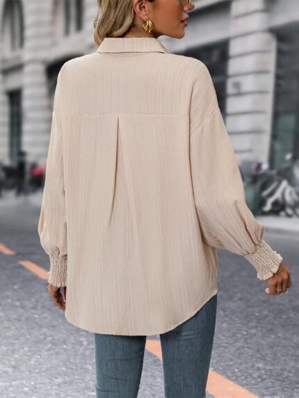 Wholesale Solid Color Casual Ruffle Sleeve Shirt