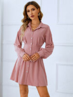 Wholesale Solid Color Lapel Slim Shirt Dress