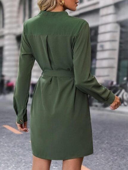 Wholesale Solid Color Long Sleeve Shirt Dress