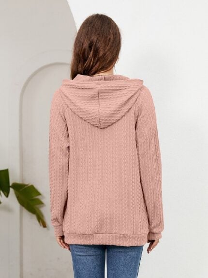 Wholesale Solid Color Pocket Drawstring Hoodie