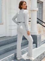 Wholesale Solid Color Zipper Knitted Two-Piece Set