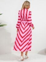 Wholesale Striped Lapel Button Shirt Dress