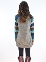 Wholesale Striped Raglan Long Sleeve Colorblock Top