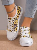 Wholesale Sunflower Leopard Print Casual Canvas Shoes