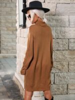 Wholesale Turtleneck Long Sleeve Knitted Sweater Dress