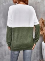 Wholesale V Neck Crossover Colorblock Long Sleeve T-Shirt