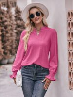 Wholesale V-Neck Cutout Ruffle Sleeve T-Shirt