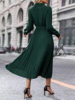 Wholesale V-Neck High Waist Pleated Dress