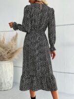 Wholesale V Neck Polka Dot Ruffle Sleeve Dress