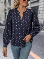 Wholesale V Neck Printed Casual Blouse