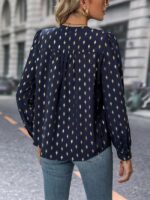 Wholesale V Neck Printed Casual Blouse