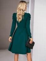 Wholesale V-neck Turtleneck Long Sleeved Dress