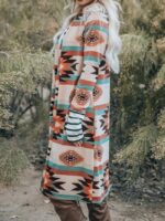 Wholesale Vintage Ethnic Print Long Cardigan