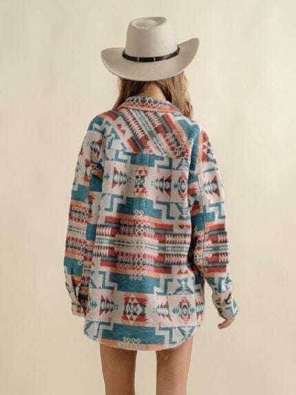 Wholesale Vintage Geometric Print Button Jacket