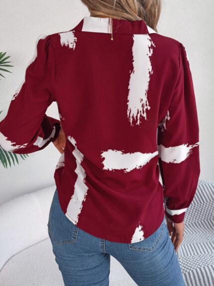 Wholesale Contrast Print Lapel Long Sleeve Shirt