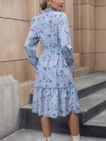 Wholesale Floral V-neck Long Sleeve Dress