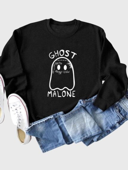 Wholesale Halloween Ghost Malone print long sleeve top