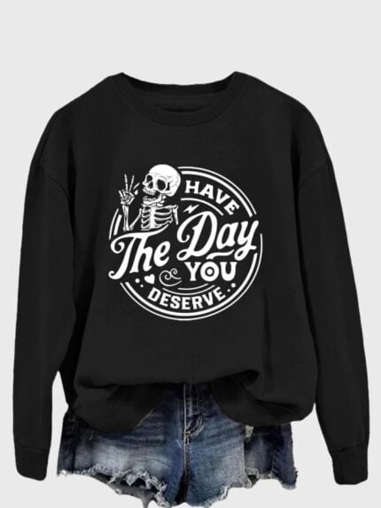 Wholesale Halloween HAVE THE DAY YOU print long sleeve top