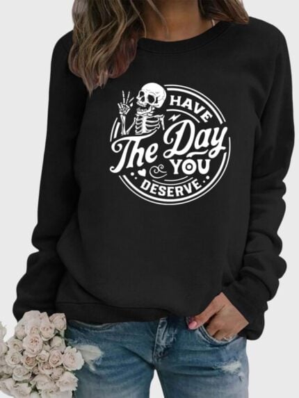 Wholesale Halloween HAVE THE DAY YOU print long sleeve top