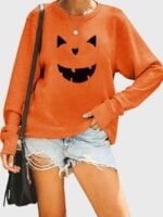 Wholesale Halloween Pumpkin print long sleeve top