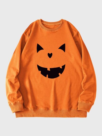 Wholesale Halloween Pumpkin print long sleeve top