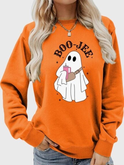 Wholesale Halloween boo jee print long sleeve top