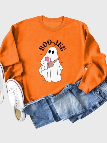 Wholesale Halloween boo jee print long sleeve top