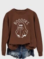 Wholesale Halloween booooks print long sleeve top