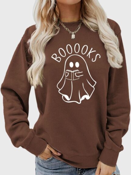 Wholesale Halloween booooks print long sleeve top