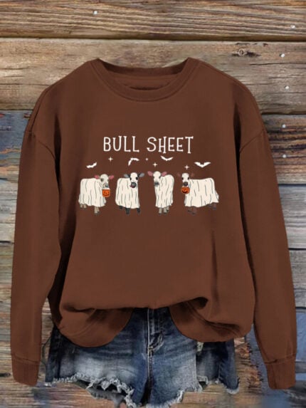 Wholesale Halloween bull sheet print top