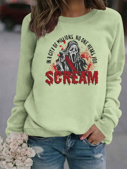 Wholesale Halloween in a city of millions print long sleeve top