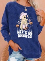 Wholesale Halloween let's go ghouls print top