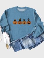 Wholesale Halloween pumpkin and cat print top