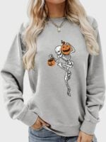 Wholesale Halloween skeleton and pumpkin print top