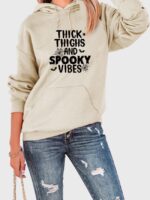 Wholesale Halloween thick thichs and spooky print long sleeve top