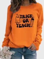 Wholesale Halloween trick or teach print long sleeve top